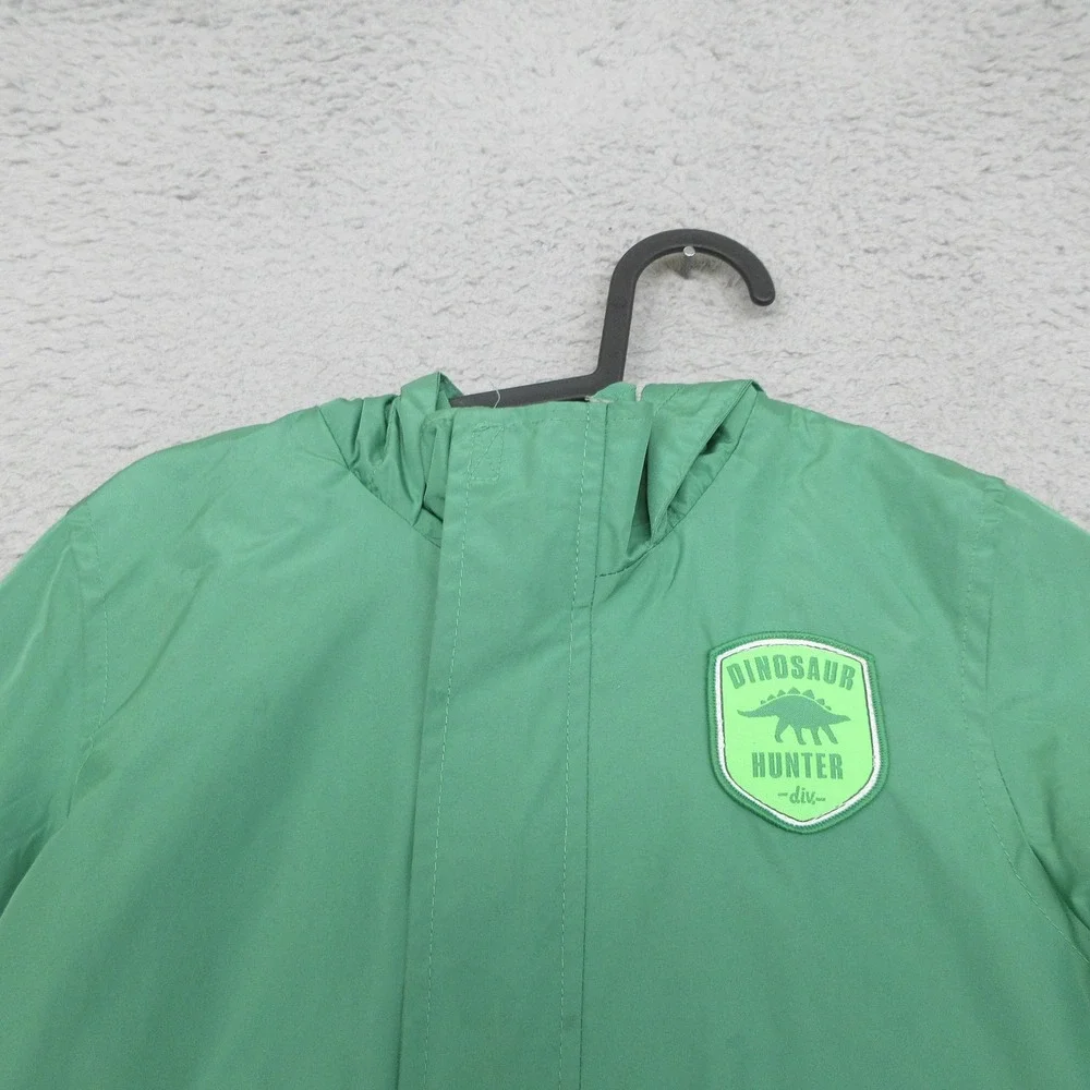 Carters Dinosaur Rain Jacket Kids 4 Green Hooded Dino Hunter Outdoor Kidswear